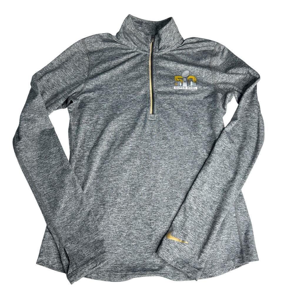 Nike NFL Team Apparel Super Bowl 50 Half Zip Pullover Gray Dri-Fit Women's sz S